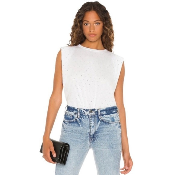 Generation Love Tops - GENERATION LOVE NWT White Lex Crystal Padded Shoulder Cap Sleeve Top (Size S)